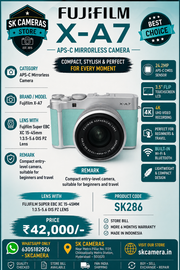 Fujifilm X-A7 with XC 15-45mm f/3.5-5.6 OIS PZ Lens | 24.2MP APS-C Mirrorless Camera | 4K Video | Flip Touchscreen | Perfect for Travel, Vlogging & Photography SK286