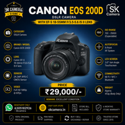 Canon EOS 200D DSLR Camera with Canon EF-S 18-55mm Lens | 24.2MP APS-C | Dual Pixel AF | Vari-Angle Touchscreen | Full HD | SK422