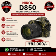 Nikon D850 + Nikon AF-S NIKKOR 24-120mm f/4G ED VR Lens | 45.7MP Full-Frame FX DSLR Camera | Professional Photography & 4K Video SK378