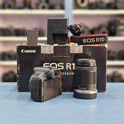 a) Canon EOS R10 Mirrorless Camera with RF-S 18-150mm IS STM Lens | 24.2MP APS-C | 4K Video | Fast Hybrid Autofocus | Compact All-Rounder | SK1046