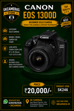 Canon EOS 1300D with EF-S 18-55mm f/3.5-5.6 IS II Lens | 18MP APS-C DSLR Camera for Photography, Travel, Beginners, Content Creation & Everyday Shooting | SK246