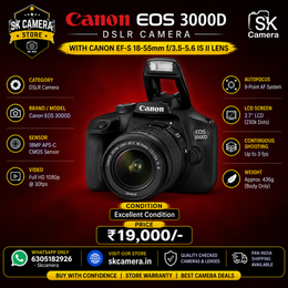 Canon EOS 3000D DSLR Camera with Canon EF-S 18-55mm Lens | 18MP APS-C Sensor | Full HD | SK421