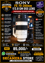 a) Sony FE 70-200mm f/2.8 GM OSS Lens | Professional Telephoto Zoom Lens for Sony E-Mount Full-Frame Mirrorless Cameras | Ideal for Sports, Wildlife, Portrait & Wedding Photography | SK200