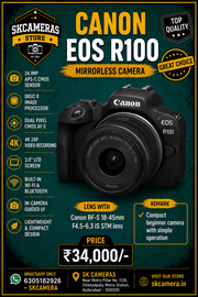 Canon EOS R100 with RF-S 18-45mm f/4.5-6.3 IS STM Lens | Compact Mirrorless Camera for Photography, Travel, Vlogging & Everyday Content Creation | SK217